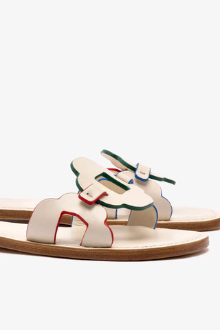 Flat Margherita Couro Off White Flat Sandal Larroudé