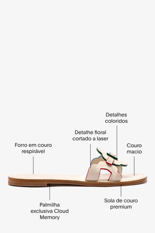 Flat Margherita Couro Off White Flat Sandal Larroudé