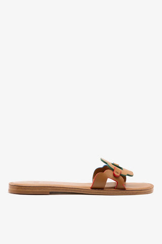 Flat Margherita Couro Caramelo Flat Sandal Larroudé