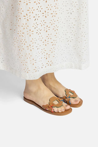 Flat Margherita Couro Caramelo Flat Sandal Larroudé