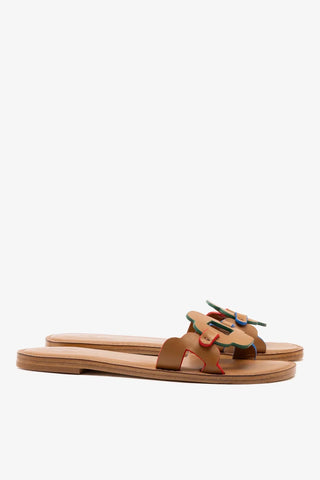 Flat Margherita Couro Caramelo Flat Sandal Larroudé