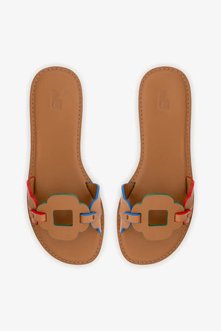 Flat Margherita Couro Caramelo Flat Sandal Larroudé