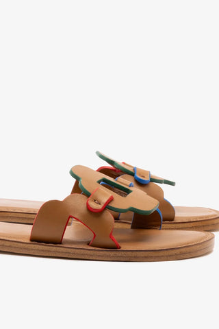 Flat Margherita Couro Caramelo Flat Sandal Larroudé