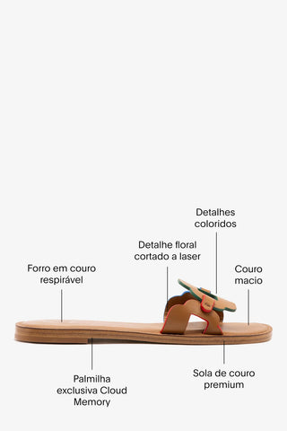 Flat Margherita Couro Caramelo Flat Sandal Larroudé