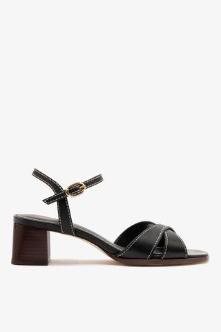 Sandália Roma Couro Preto Sandal Larroudé