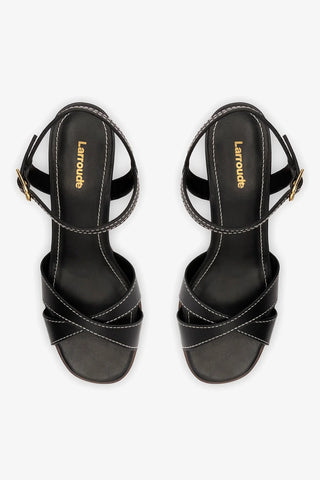 Sandália Roma Couro Preto Sandal Larroudé
