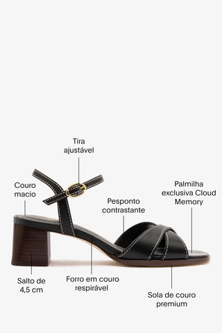 Sandália Roma Couro Preto Sandal Larroudé