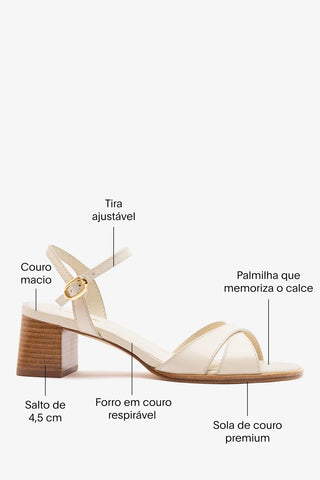 Sandália Roma Couro Off White Sandal Larroudé