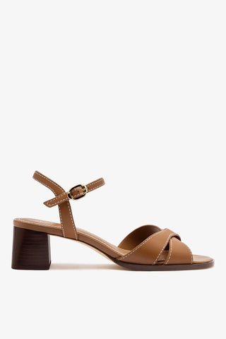 Sandália Roma Couro Caramelo Sandal Larroudé