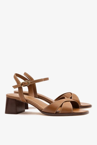 Sandália Roma Couro Caramelo Sandal Larroudé
