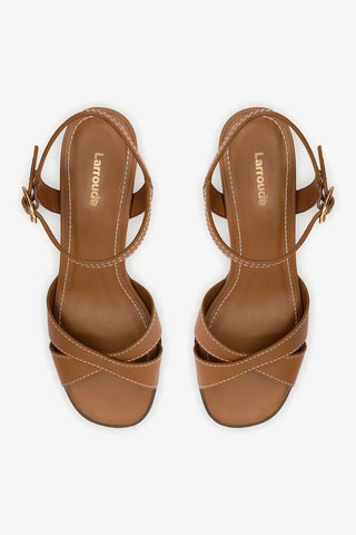 Sandália Roma Couro Caramelo Sandal Larroudé