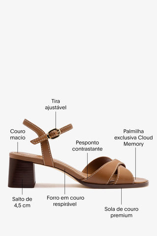 Sandália Roma Couro Caramelo Sandal Larroudé
