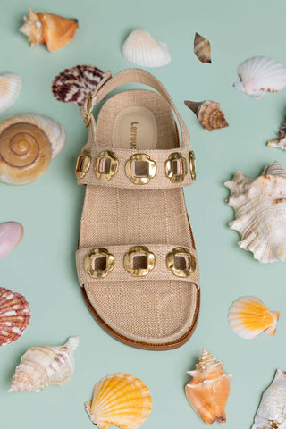 Sandália Milan Sport Ráfia Bege Flat Sandal Larroudé