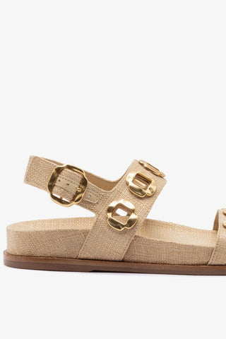 Sandália Milan Sport Ráfia Bege Flat Sandal Larroudé