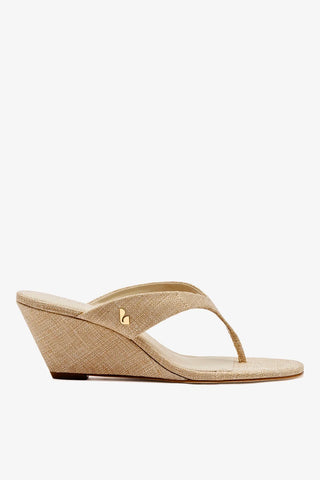 Sandália Anabela Gaia Low Ráfia Bege Sandal Larroudé