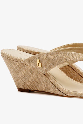 Sandália Anabela Gaia Low Ráfia Bege Sandal Larroudé