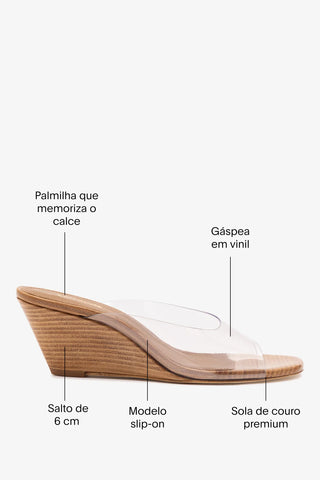 Mule Anabela Vivi Vinil Transparente Sandal Larroudé