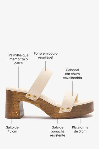 Larroudé x Kenneth Cole: Mule Couro Off White Sandal Larroudé x Kenneth Cole