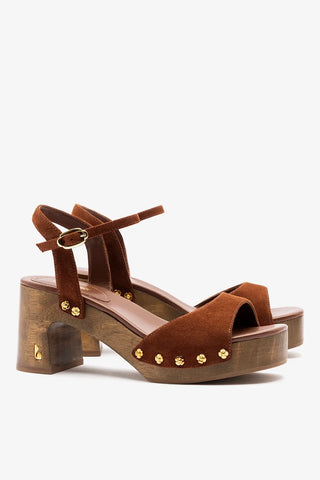 Sandália Willow Camurça Marrom Sandal Larroudé