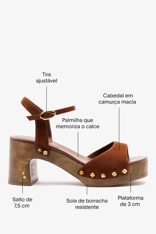 Sandália Willow Camurça Marrom Sandal Larroudé