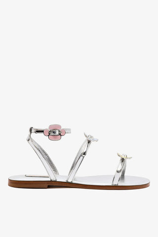 Sandália Flat Tinx Espelhado Prateado Flat Sandal Larroudé