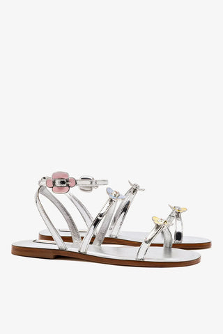 Sandália Flat Tinx Espelhado Prateado Flat Sandal Larroudé