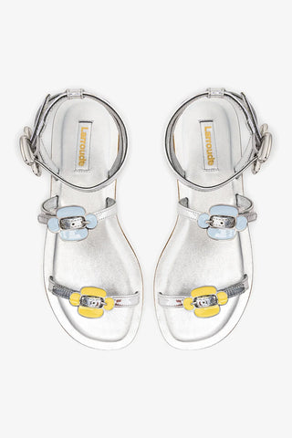 Sandália Flat Tinx Espelhado Prateado Flat Sandal Larroudé