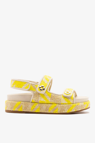Sandalia Jetty Malha Estampado Amarelo Sandal Larroudé