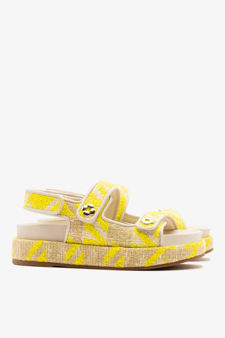 Sandalia Jetty Malha Estampado Amarelo Sandal Larroudé