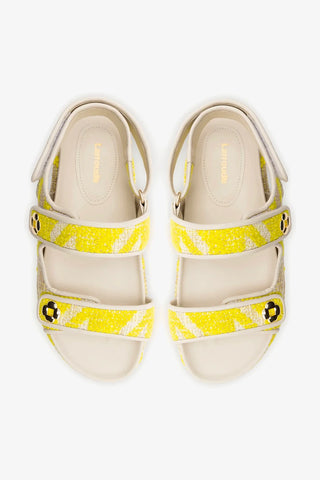Sandalia Jetty Malha Estampado Amarelo Sandal Larroudé