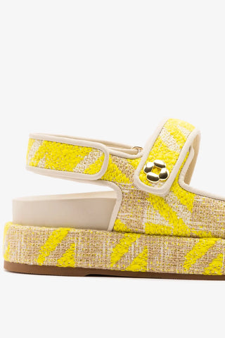 Sandalia Jetty Malha Estampado Amarelo Sandal Larroudé