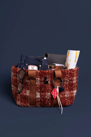 Bolsa Tote Bag Americana Lã Estampado Vermelho Handbags Larroudé