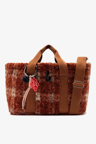 Bolsa Tote Bag Americana Lã Estampado Vermelho Handbags Larroudé