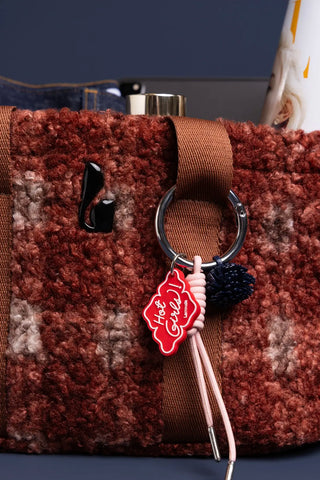 Bolsa Tote Bag Americana Lã Estampado Vermelho Handbags Larroudé
