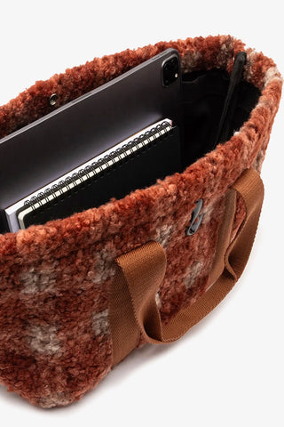 Bolsa Tote Bag Americana Lã Estampado Vermelho Handbags Larroudé