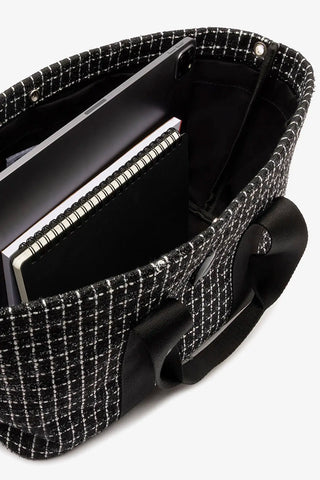 Bolsa Tote Bag Americana Tweed Estampado Preto e Branco Handbags Larroudé
