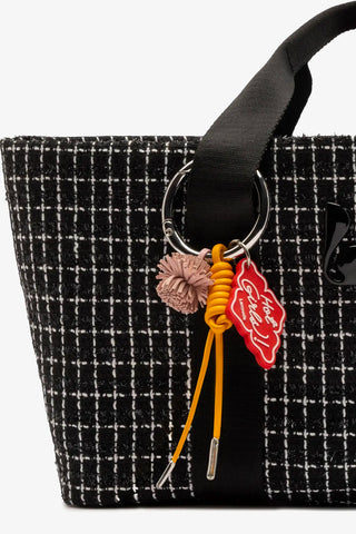 Bolsa Tote Bag Americana Tweed Estampado Preto e Branco Handbags Larroudé