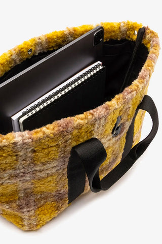 Bolsa Tote Bag Americana Lã Estampado Amarelo Handbags Larroudé
