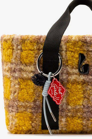 Bolsa Tote Bag Americana Lã Estampado Amarelo Handbags Larroudé