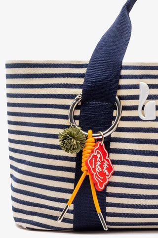 Bolsa Tote Bag Americana Lona Listrada Azul e Natural Handbags Larroudé