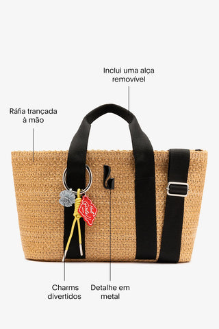 Bolsa Tote Bag Americana Ráfia Bege Handbags Larroudé
