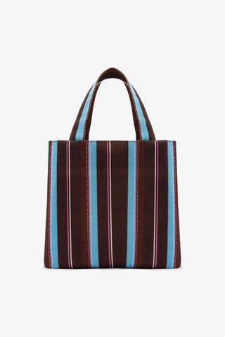 Bolsa Tote Bag Poppy Mini Ráfia Listrada Marrom Handbags Larroudé