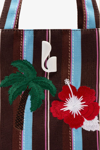 Bolsa Tote Bag Poppy Mini Ráfia Listrada Marrom Handbags Larroudé