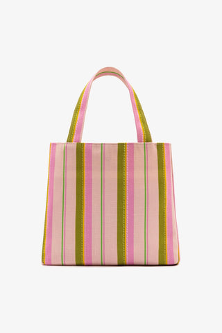Bolsa Tote Bag Poppy Mini Ráfia Listrada Rosa Handbags Larroudé