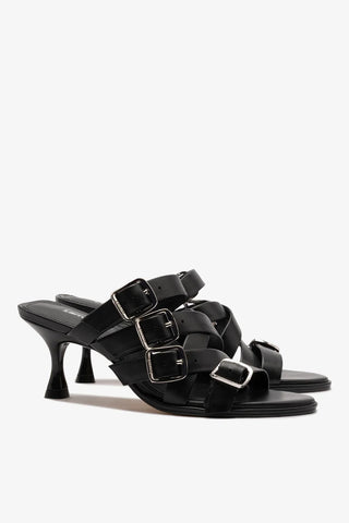 Mule Patti Couro Preto Sandal Larroudé
