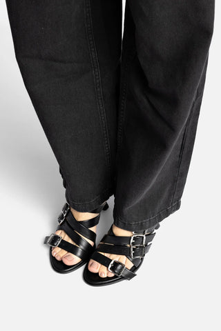 Mule Patti Couro Preto Sandal Larroudé
