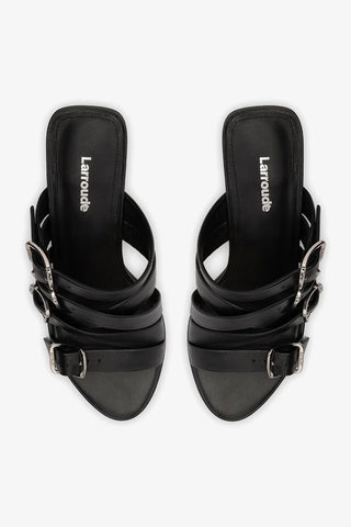 Mule Patti Couro Preto Sandal Larroudé