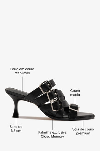 Mule Patti Couro Preto Sandal Larroudé