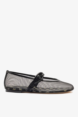 Sapatilha Verona Mesh Tela e Couro Preto Ballerina Larroudé