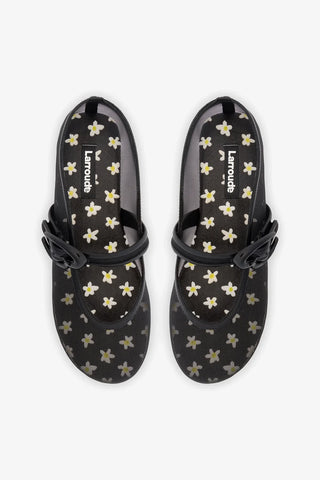 Sapatilha Verona Mesh Tela e Couro Preto Ballerina Larroudé